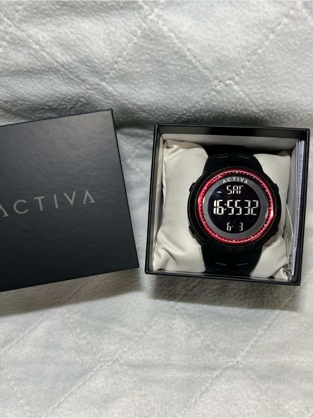 NEW! Activa Men's Digital Sport Watch - Black with Red Accent